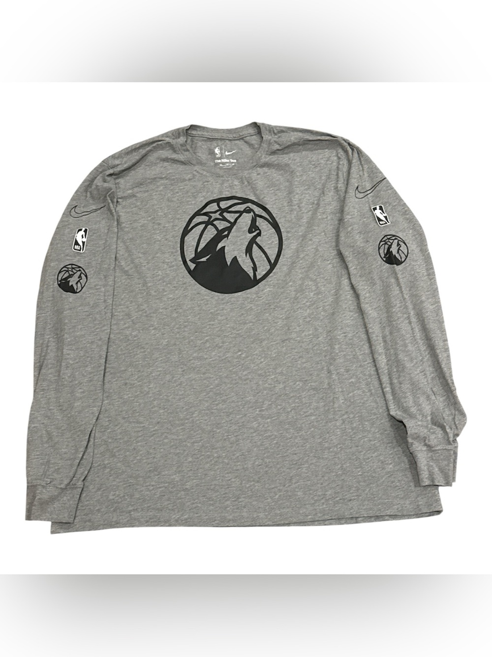 Nike Minnesota Timberwolves Basketball Gray Long Sleeve NBA T Shirt Mens 2XL